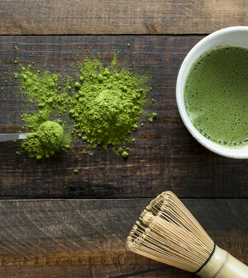 Matcha whisked in a bowl